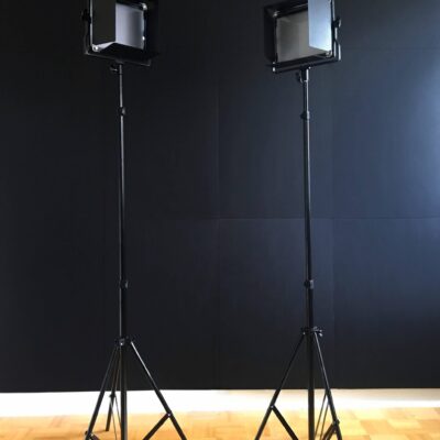 Studio lights with black backdrop